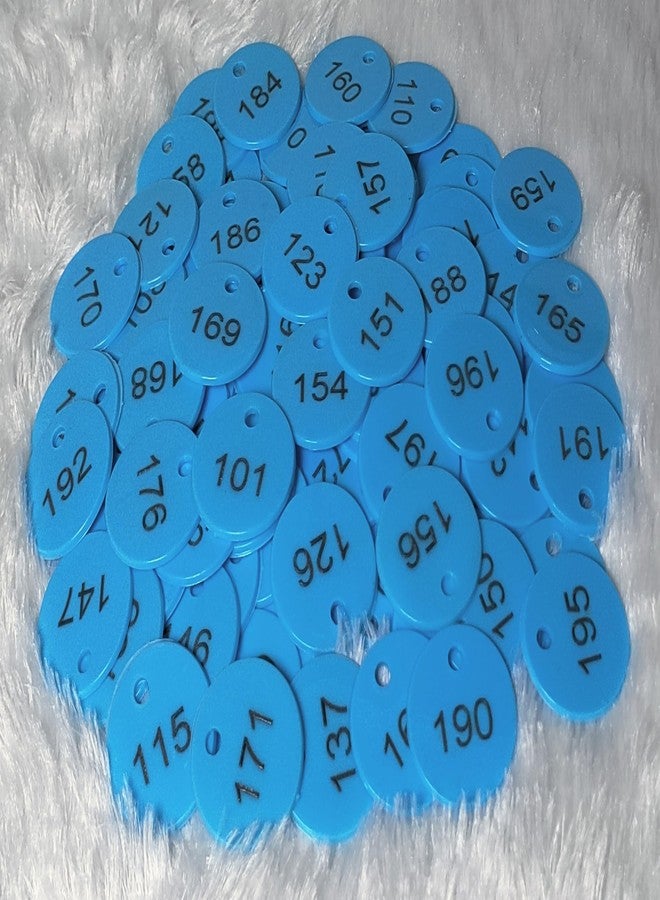 موريل عملة معدنية زرقاء دائرية الشكل منقوشة ومثقوبة، للاستخدام في المتاجر، وألعاب الطاولة، والمنازل، والمدارس. | عملات معدنية مرقمة من 1 إلى 200. - Image 3